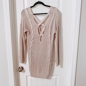 M/L tan crisscross back sweater
